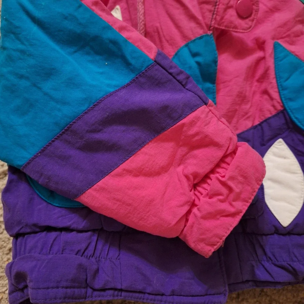 Circo Vintage 80s Colorblock Baby Toddler Puffer Jacket Coat Flowers 2T